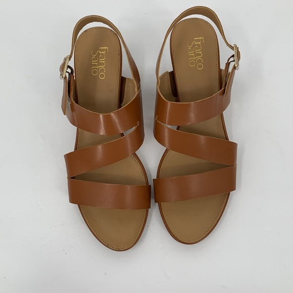 Franco Sarto Dodger wedge sandal shoe strappy brown caramel heel strap 11 - Picture 5 of 7
